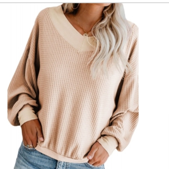 ** LAST 1!! sz. XL **Tan Sexy Slouched Thermal - Picture 3 of 6